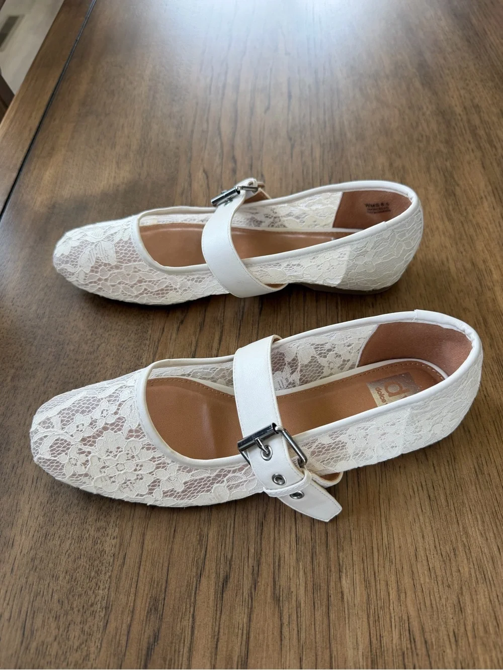 Dolce Vita White Lace Mary Jane Flats with Buckle Strap